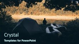  Presentation with camp - Slide deck enhanced with man-near-his-tent background and a wine colored foreground