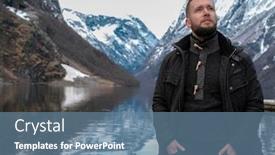  Presentation with village - Amazing slide deck having man-near-naeroyfjord-in-gudvangen backdrop and a seafoam green colored foreground