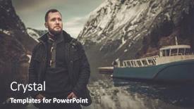  Presentation with village - Colorful presentation enhanced with man-near-naeroyfjord-in-gudvangen backdrop and a dark gray colored foreground