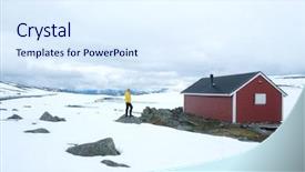  Presentation with summer time - Amazing presentation theme having man near typical norwegian red backdrop and a sky blue colored foreground