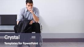  Presentation with lobby - Colorful presentation theme enhanced with man nervously impatiently waiting backdrop and a gray colored foreground