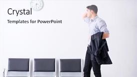  Presentation with patient waiting time - Cool new slide set with man nervously impatiently waiting backdrop and a sky blue colored foreground