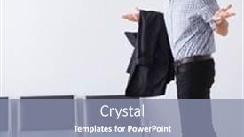  Presentation with lobby - PPT layouts having man-nervously-impatiently-waiting background and a mint green colored foreground