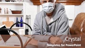  Presentation with face mask - Presentation featuring man-not-feeling-well-wearing background and a tawny brown colored foreground