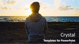  Presentation with human person - PPT layouts enhanced with man-on-a-beach background and a dark gray colored foreground