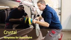  Presentation with car wash - Beautiful slides featuring a car wash polish backdrop and a tawny brown colored foreground