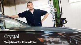  Presentation with car wash - Slide set having man on a car wash background and a dark gray colored foreground