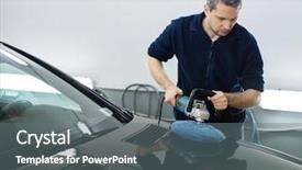  Presentation with car wash - Audience pleasing slides consisting of man on a car wash backdrop and a gray colored foreground