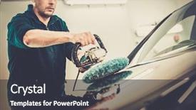  Presentation with car wash - Audience pleasing PPT theme consisting of man on a car wash backdrop and a dark gray colored foreground