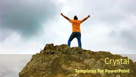  Presentation with fog - Beautiful slide set featuring man-on-a-rock backdrop and a tawny brown colored foreground