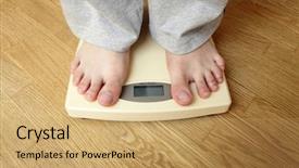  Presentation with weighing scale - Slides having fat boy - weighloss - young man background and a coral colored foreground