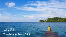  Presentation with croatia - Beautiful theme featuring man-on-a-wooden-pier backdrop and a ocean colored foreground