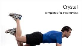  Presentation with posture - Presentation theme featuring man on abdominals workout posture on white background plank bent leg raise background and a white colored foreground