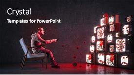  Presentation with broadcast - Amazing presentation theme having man-on-an-armchair-watching backdrop and a dark gray colored foreground