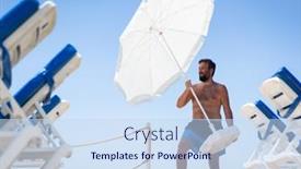  Presentation with moving - Amazing presentation theme having man-on-beach-jetty-moving backdrop and a sky blue colored foreground