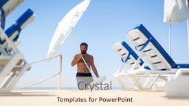  Presentation with moving - PPT theme with man-on-beach-jetty-moving background and a cream colored foreground