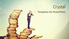  Presentation with piles - Cool new presentation theme with coin piles speak about money backdrop and a cream colored foreground
