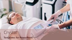  Presentation with body fat - Presentation consisting of man-on-cryolipolysis-fat-removal background and a coral colored foreground