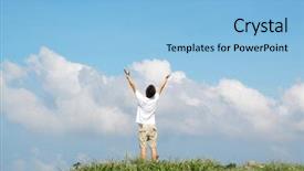  Presentation with blue mountain - Beautiful theme featuring man on high mountain backdrop and a light blue colored foreground