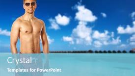  Presentation with maldives - Amazing presentation having man on island beach at maldives collage backdrop and a light blue colored foreground
