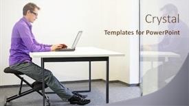  Presentation with kneeling - Slide deck with man-on-kneeling-stool-correct background and a cream colored foreground