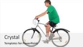  Presentation with mountain bike - Amazing presentation design having bicycle rider - man on mountain bike backdrop and a light gray colored foreground