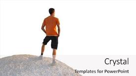  Presentation with element - Theme with man on peak of mountain background and a white colored foreground