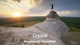  Presentation with nature - Beautiful PPT theme featuring man on peak of mountain backdrop and a gray colored foreground