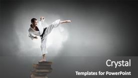  Presentation with karate - PPT layouts consisting of man on pile of book background and a  colored foreground