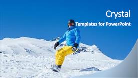  Presentation with snowboard - Amazing presentation design having man on snowboard moving down backdrop and a  colored foreground