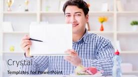  Presentation with diet - Colorful slide set enhanced with health programmes - man on special diet programm backdrop and a light blue colored foreground