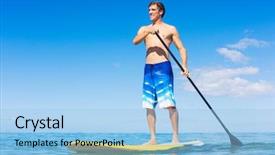  Presentation with hawaii - Colorful slide set enhanced with man on stand up paddle backdrop and a light blue colored foreground