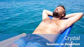  Presentation with vacation - Presentation design enhanced with man-on-summer-beach-vacation background and a teal colored foreground