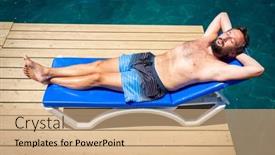  Presentation with vacation - Amazing presentation theme having man-on-summer-beach-vacation backdrop and a coral colored foreground