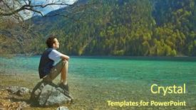  Presentation with keyword - Beautiful presentation theme featuring keywordsun - man on the bank backdrop and a tawny brown colored foreground