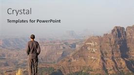  Presentation with cliff - Audience pleasing slides consisting of ethiopia - man on the cliff backdrop and a light gray colored foreground
