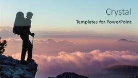  Presentation with cliff - Cool new PPT theme with man-on-the-mountains-cliff backdrop and a light blue colored foreground