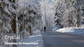  Presentation with forest road - Slide deck having man-on-the-road background and a gray colored foreground