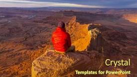  Presentation with cliff - Presentation consisting of man-on-the-sheer-cliff background and a tawny brown colored foreground