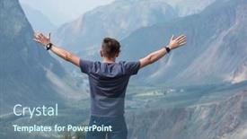  Presentation with river valley - PPT theme consisting of man-on-the-top background and a ocean colored foreground