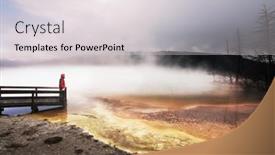  Presentation with hot spring - Cool new PPT theme with man on thermal hot spring backdrop and a lemonade colored foreground