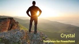  Presentation with mountain top - Amazing presentation having man on top of mountain backdrop and a tawny brown colored foreground