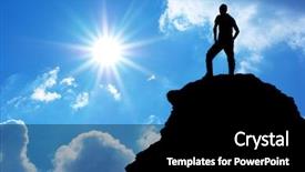  Presentation with man on top of mountain - Slide set with man on top of mountain background and a black colored foreground
