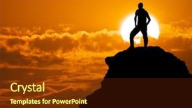  Presentation with mountain top - Cool new PPT theme with man on top of mountain backdrop and a tawny brown colored foreground