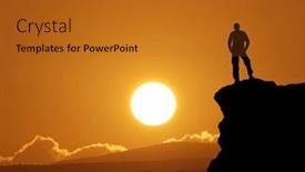  Presentation with mountain top - Presentation enhanced with man-on-top-of-mountain background and a gold colored foreground