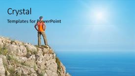  Presentation with man on top of mountain - Slides with man on top of mountain background and a  colored foreground