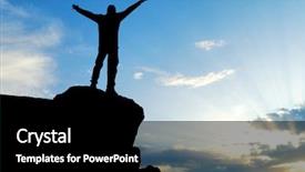  Presentation with mountain top - Presentation theme featuring man on top of mountain background and a black colored foreground