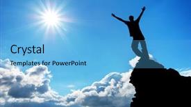  Presentation with man on top of mountain - Audience pleasing presentation design consisting of man on top of mountain backdrop and a  colored foreground