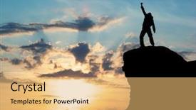  Presentation with mountain top - Slide deck consisting of man on top of mountain background and a yellow colored foreground