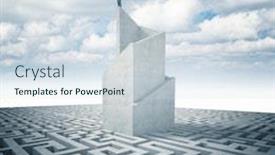  Presentation with maze - PPT theme with man on tower top maze background background and a sky blue colored foreground